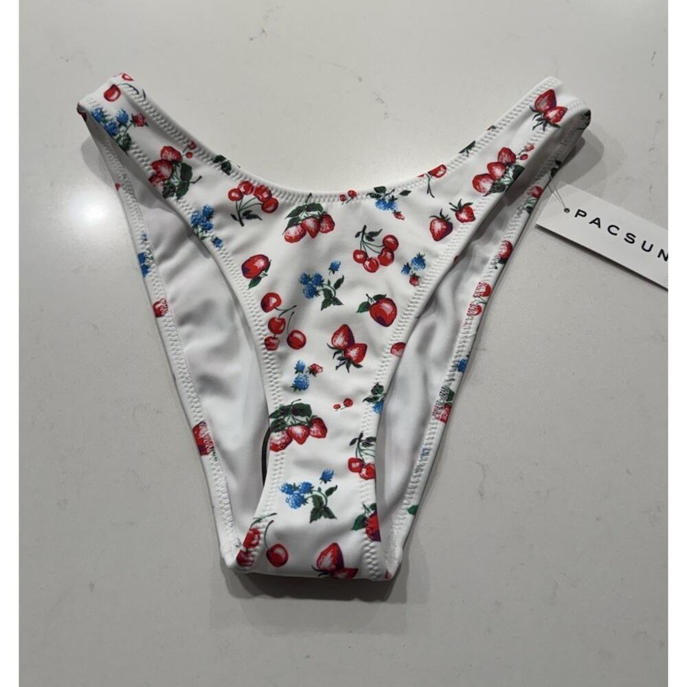 Pacsun‎ Swim Eco Fruit Print Bikini Bottom Size XS Cherry Strawberries